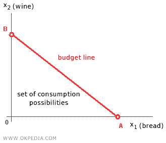 budget line - graphical representation of the budget constraint line